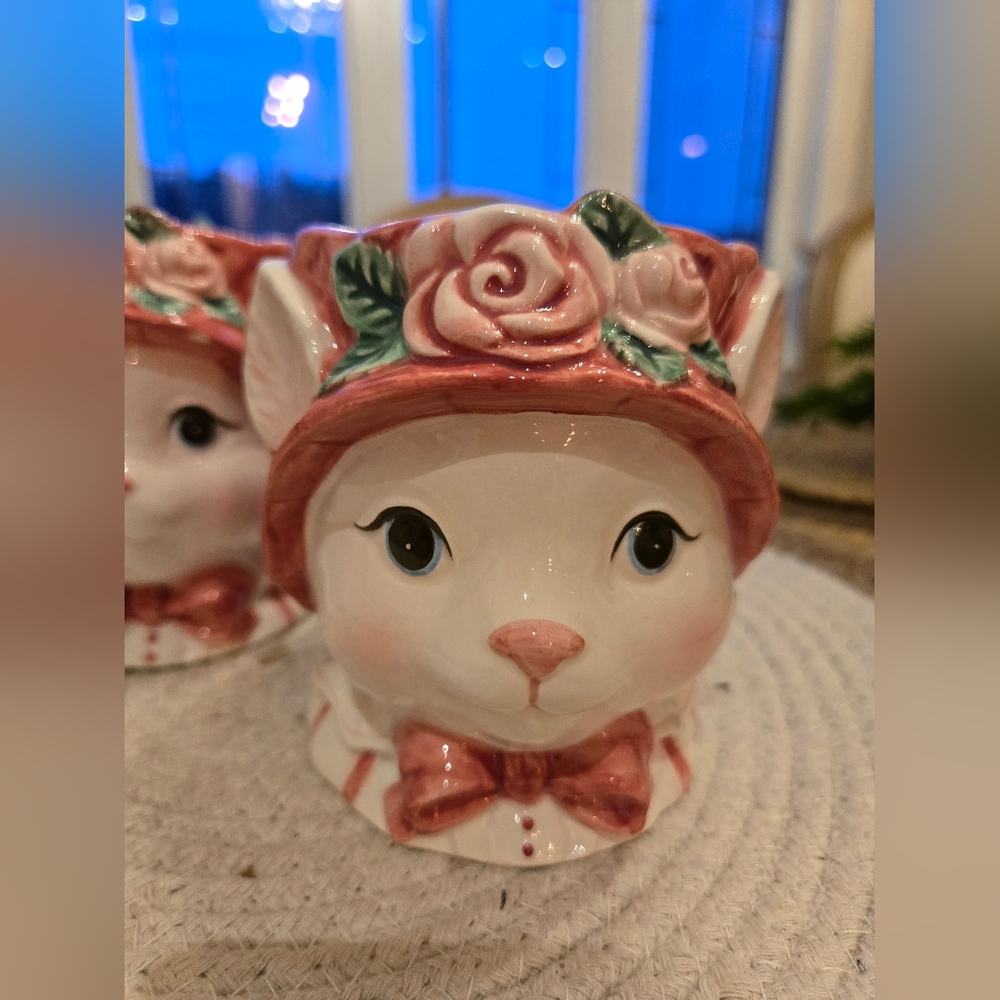 Fitz And Floyd Kitty Kottage Mugs (1992)
